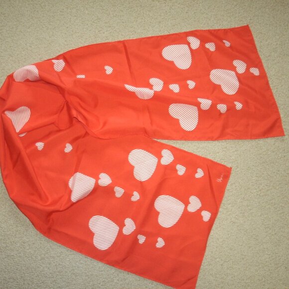 Heart Patterned Red Scarf - Picture 2 of 5